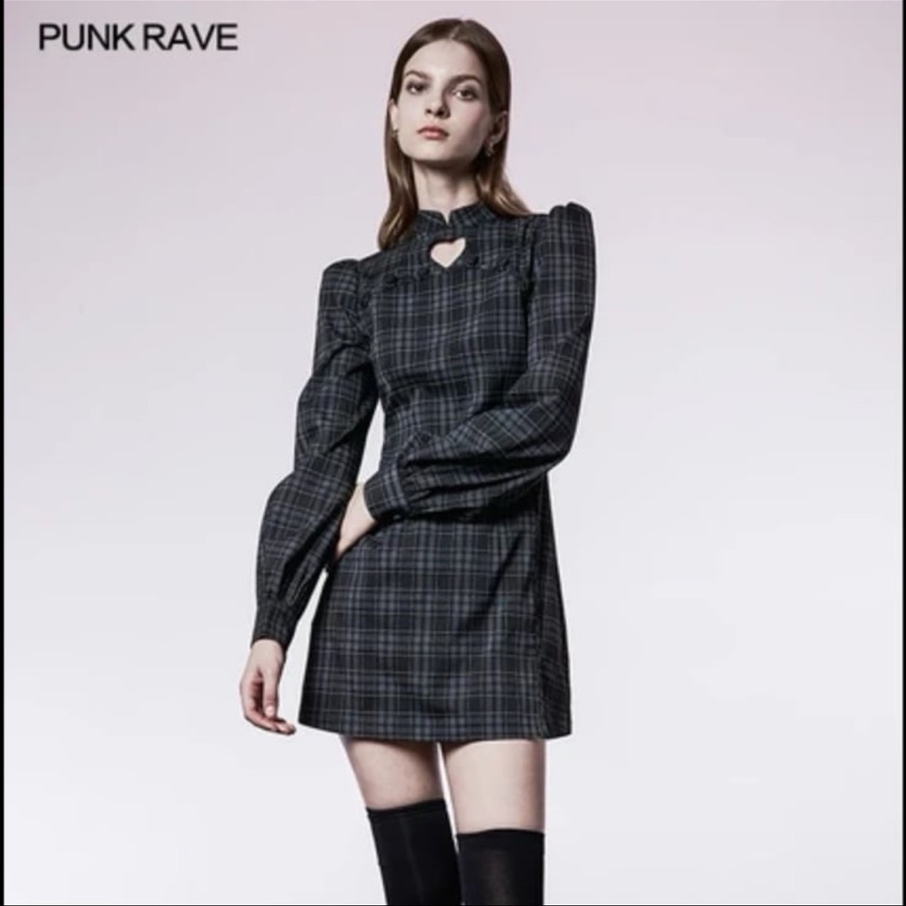 NWT Punk Rave Plaid Heart Cut Out Mini Dress | Small